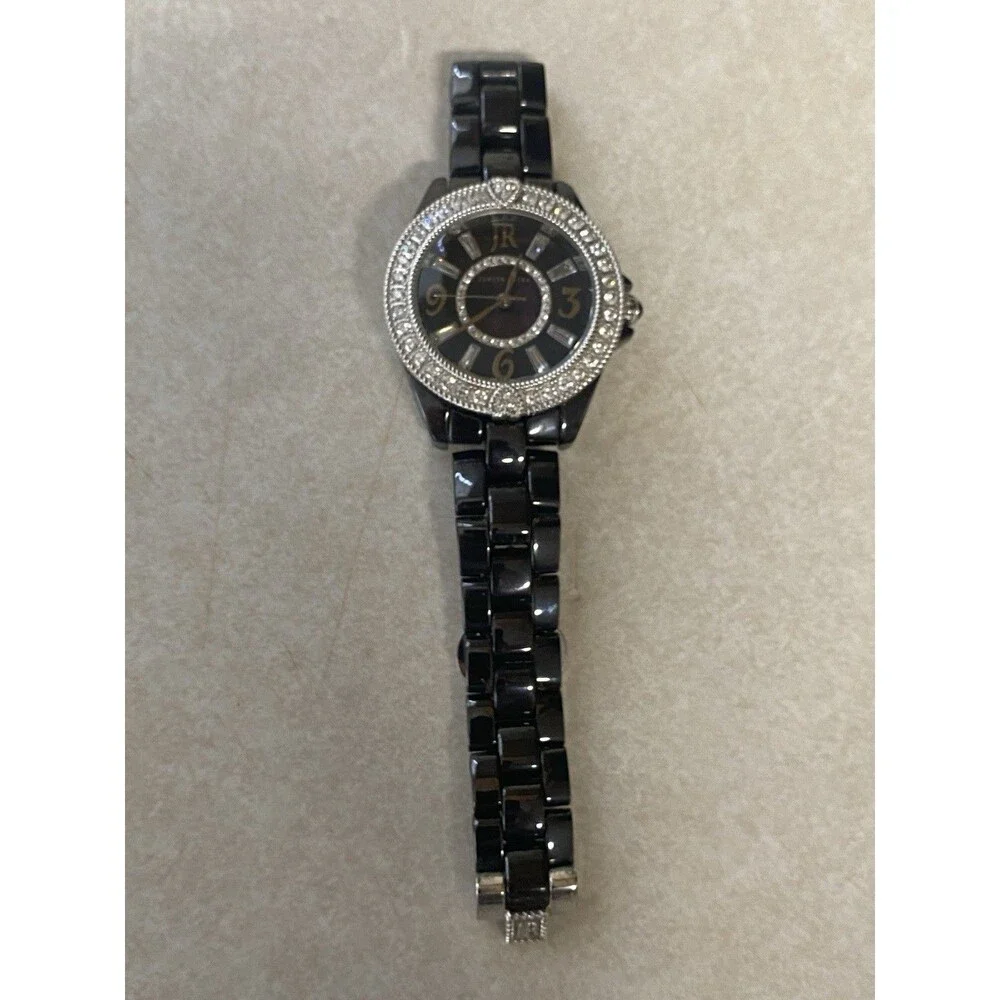 Judith Ripka Ceramic and Stainless Steel Diamonique Bracelet Watch